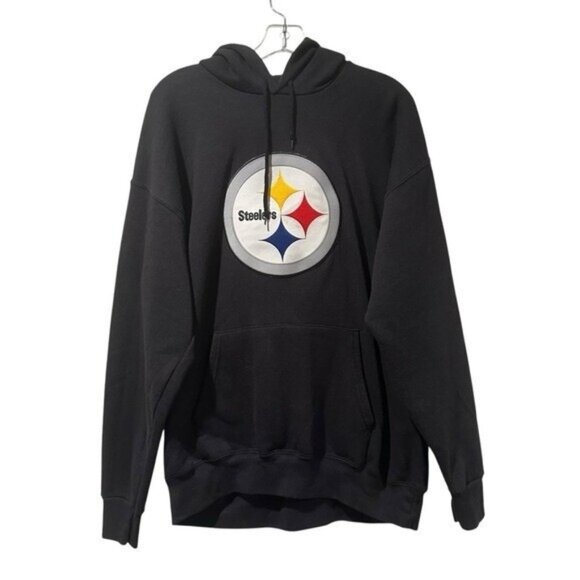 Pittsburgh Steelers Large Embroidered Logo Hoodie Sweatshirt Football NFL Black - Picture 1 of 5